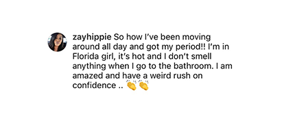 Eliminates Menstrual Odor Testi